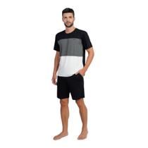 Pijama Masculino Plus Size Curto Viscolycra Preto/Mescla - 268040x