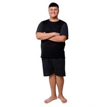 Pijama Masculino Plus Size de Verão Manga Curta e Shorts Pijama Masculino Plus Size de Verão Manga Curta e Shorts
