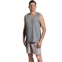 Pijama Masculino Regata Short Liso Plus Size Confortável em Poliéster Viscose