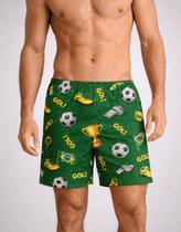 Pijama Masculino Samba Canção Brasil Copa do Mundo, Short de Dormir Pijama Masculino Samba Canção Brasil Copa do Mundo, Short de Dormir