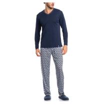 Pijama Masculino Tombini Clovis Longo Marinho - 8488 Pijama Masculino Tombini Clovis Longo Marinho - 8488