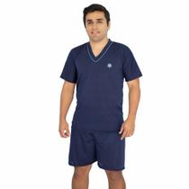 Pijama Masculino Verão Camisa Manga Curta com Short Curto Liso