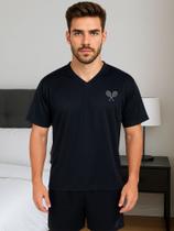 Pijama Masculino Verão Gola V Camisa Manga Curta Short Adulto - c9 DAVI