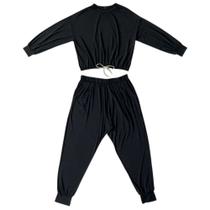 Pijama Mash Blusa Cropped Modal Soft Feminino Manga Longa