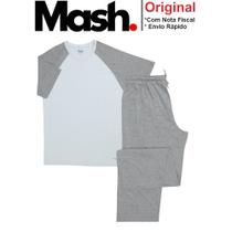 Pijama Mash De Inverno Frio Masculino Em Algodão Conjunto Blusa Manga Curta E Calça