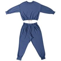 Pijama Mash Feminino Blusa Cropped Modal Manga Longa Soft
