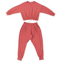 Pijama Mash Feminino Blusa Cropped Modal Manga Longa Soft