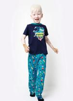 Pijama Meia Malha Kids Meninos Tubarão Gamer Puket