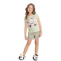 Pijama Menina Alakazoo Blusa e Short em Algodão Estampa de V