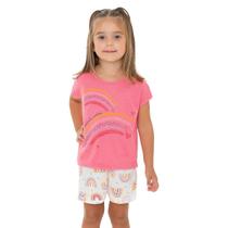 Pijama Menina Blusa de Arco-Íris e Short - Izitex