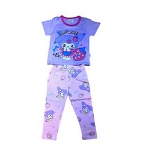 Pijama Menina CatGirl Manga Curta e Calça Infantil Algodão