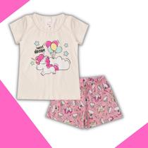 Pijama Menina Feminino Infantil Verão 1 Blusa + 1 Shorts