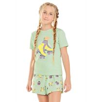 Pijama Menina Juvenil Mod.Me Algodão Estampa Brilha no Escuro Patins Verde Menta Pijama Menina Juvenil Mod.Me Algodão Estampa Brilha no Escuro Patins Verde Menta