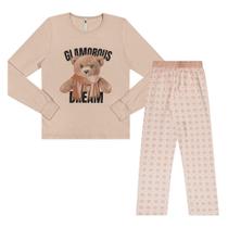 Pijama Menina Juvenil Mod.me em Algodão Brilha no Escuro Bege Tamanho:12 Pijama Menina Juvenil Mod.me em Algodão Brilha no Escuro Bege Tamanho:12
