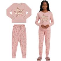 Pijama Menina Juvenil Mod.me em Algodão Brilha no Escuro Estrela Rosa Tamanho:20 Pijama Menina Juvenil Mod.me em Algodão Brilha no Escuro Estrela Rosa Tamanho:20