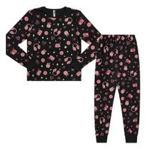 Pijama Menina Juvenil Mod.me em Algodão Brilha no Escuro na cor Preta Tamanho:16 Pijama Menina Juvenil Mod.me em Algodão Brilha no Escuro na cor Preta Tamanho:16