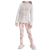 Pijama Menina Kukiê com Máscara Gatinhos e Strass
