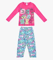 Pijama Menina Manga Longa Brilha No Escuro Kappes Rosa