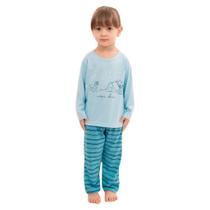 Pijama Menina Manga Longa e Calça Listrada - Izitex