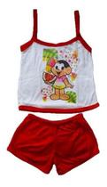 Pijama Menina Moça Infantil Feminina Short Regata Malha Conjunto Camiseta Personagem Alca Baby Doll Atacado Algodao