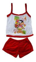 Pijama Menina Moça Infantil Feminina Short Regata Malha Conjunto Camiseta Personagens Alça Baby Doll Atacado Algodão