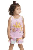 Pijama Menina Rosa Smile Tie-dye - Izitex Pijama Menina Rosa Smile Tie-dye - Izitex