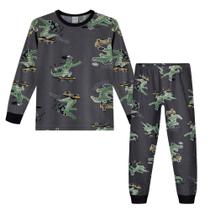 Pijama Menino Alakazoo em Algodão Jacaré Radical Cinza Tamanho:12