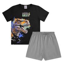 Pijama Menino Angerô Algodão Estampa Dinossauro Preto/Cinza Pijama Menino Angerô Algodão Estampa Dinossauro Preto/Cinza