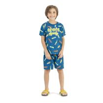 Pijama Menino Angero em Algodão na cor Azul com Estampa de Skate