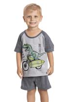 Pijama Menino Cinza Dinossauro Free Day - Izitex Pijama Menino Cinza Dinossauro Free Day - Izitex