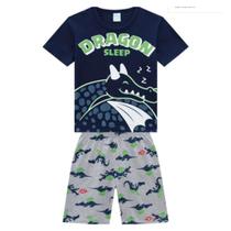 Pijama menino curto estampa Dragon que brilha no escuro
