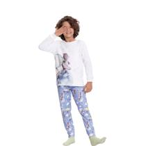 Pijama Menino em Malha Pelo e Malha Estampa lua azul Alakazoo Pijama Menino em Malha Pelo e Malha Estampa lua azul Alakazoo