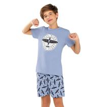 Pijama Menino Juvenil And.Go Algodão Estampa Brilha no Escuro Avião Azul Claro Pijama Menino Juvenil And.Go Algodão Estampa Brilha no Escuro Avião Azul Claro