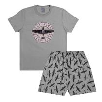 Pijama Menino Juvenil And.Go Algodão Estampa Brilha no Escuro Avião Cinza Pijama Menino Juvenil And.Go Algodão Estampa Brilha no Escuro Avião Cinza