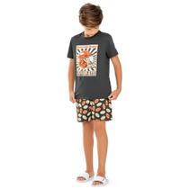 Pijama Menino Juvenil AND.GO Algodão Estampa Futebol Americano Cinza Chumbo Brilha no Escuro