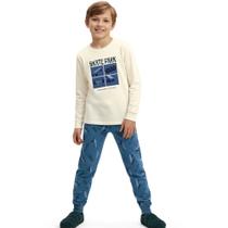 Pijama Menino Juvenil And.go em Algodão Brilha no Escuro Skate cor Azul Tamanho:12