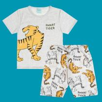 Pijama Menino Kyly Camiseta e Bermuda Algodão Mescla Brilha Pijama Menino Kyly Camiseta e Bermuda Algodão Mescla Brilha