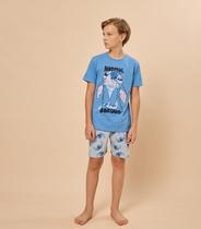 Pijama Menino Manga Curta Meia Malha Evanilda Azul Pijama Menino Manga Curta Meia Malha Evanilda Azul