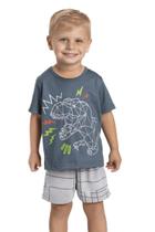 Pijama Menino Petróleo Dinossauro - Izitex Pijama Menino Petróleo Dinossauro - Izitex
