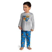 Pijama Meninos Longo Malha Super Hero Mescla e Azul Kyly Pijama Meninos Longo Malha Super Hero Mescla e Azul Kyly