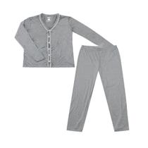 Pijama Ml Basic+ Liso Mescla com Botão Cont GG Pijama Ml Basic+ Liso Mescla com Botão Cont GG