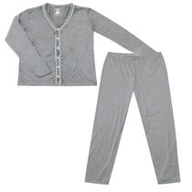 Pijama Ml Basic+ Liso Mescla com Botão Cont P Pijama Ml Basic+ Liso Mescla com Botão Cont P