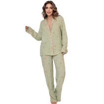 Pijama Modelo Americano Calça E Camisa Manga Longa Gestante