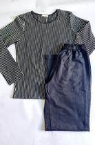Pijama moletim P docemel preto listrado Pijama moletim P docemel preto listrado