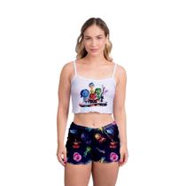 Pijama Ondinha Virgínia DIVERTIDAMENTE Short Dool Feminino Roupa De Dormir