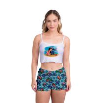 Pijama Ondinha Virgínia LILO E STITCH Short Dool Feminino Roupa De Dormir
