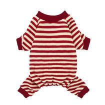 Pijama para cães Fitwarm com listras vermelhas e brancas para waffles médios