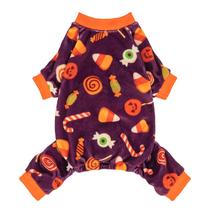 Pijama para cães Fitwarm Halloween Candy roxo/laranja tamanho XXL
