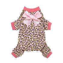Pijama para cães Fitwarm Leopard Fleece para cães pequenos e meninas, rosa