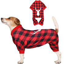 Pijama para cães Jamktepat Buffalo Plaid com estampa de rena para L